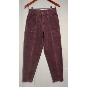Forever 21 Womens Corduroy Pants Plum Elastic Waist High Rise M
